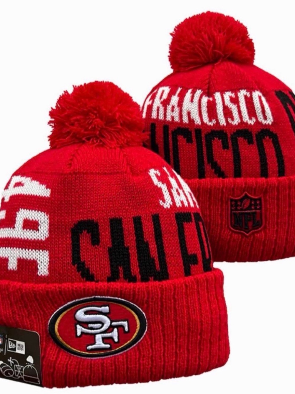 New Era Kids San Francisco 49ers Red Pom Beanie